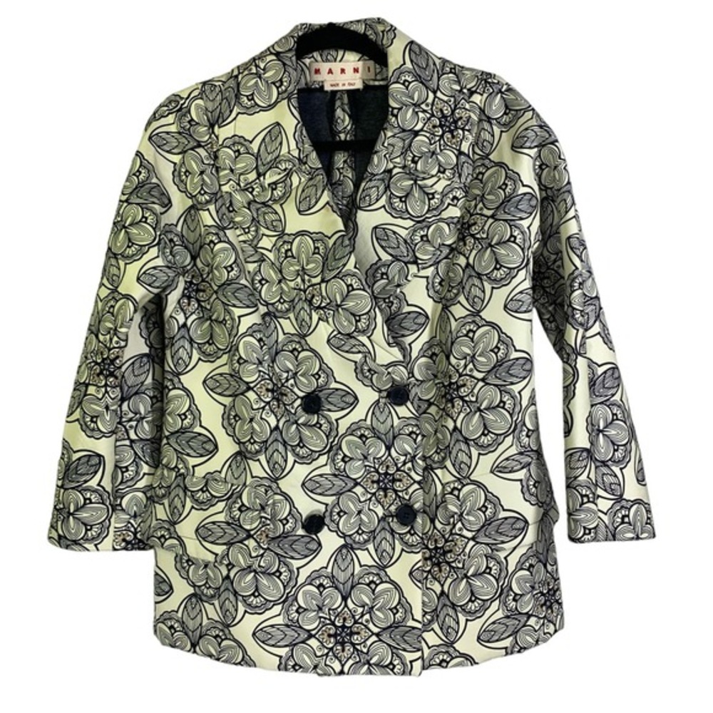 MARNI Floral Quilted Double Breasted Couture Italian Design Made Blazer Coat